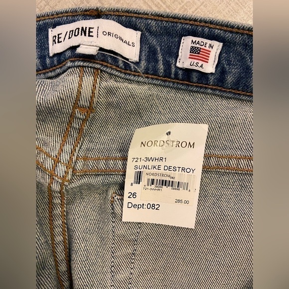 Re/done originals High Rise ankle crop Distressed Skinny Jeans size 26 NWT - Picture 8 of 9